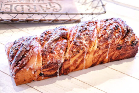 Glazed Thanksgiving Russian loaf with hazelnut and citrus filling