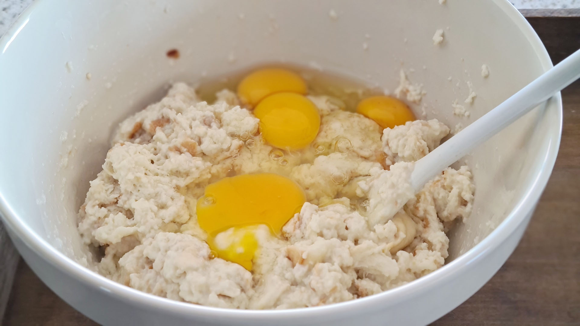 Bread mixture prepared for traditional Austrian Serviettenknödel