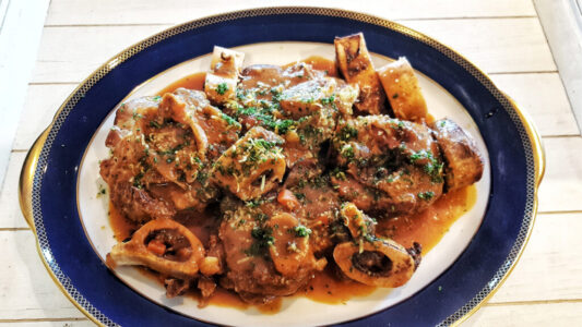 Veal ossobuco with gremolata in a rich braising sauce
