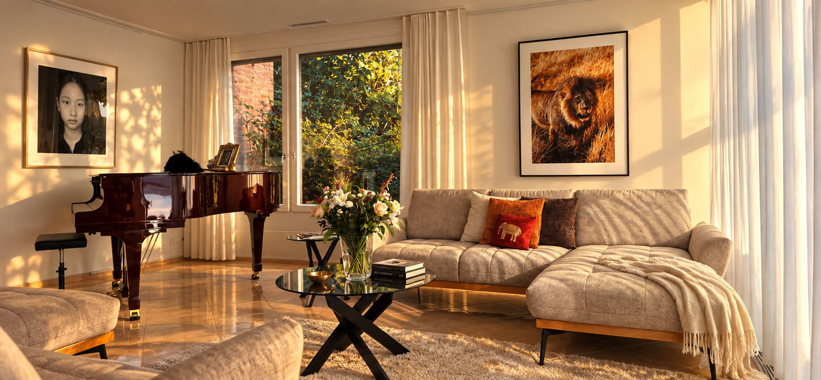 Fine art lion photograph by Alessandro Cipriano from Botswana displayed at home