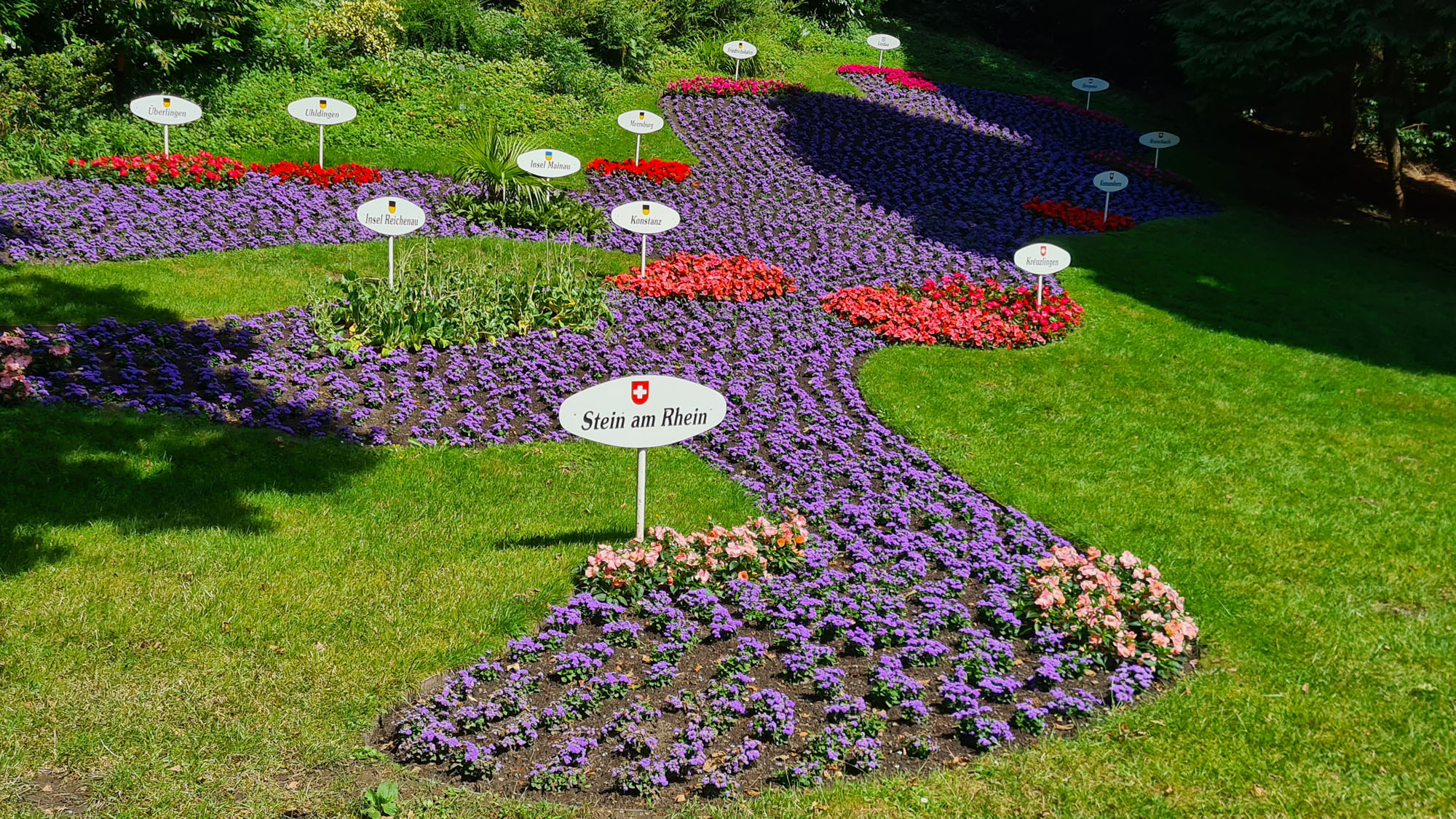 Colourful flower beds in the gardens of Mainau Island