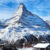 The Matterhorn rising above the snow-covered winter landscape of Zermatt, Switzerland