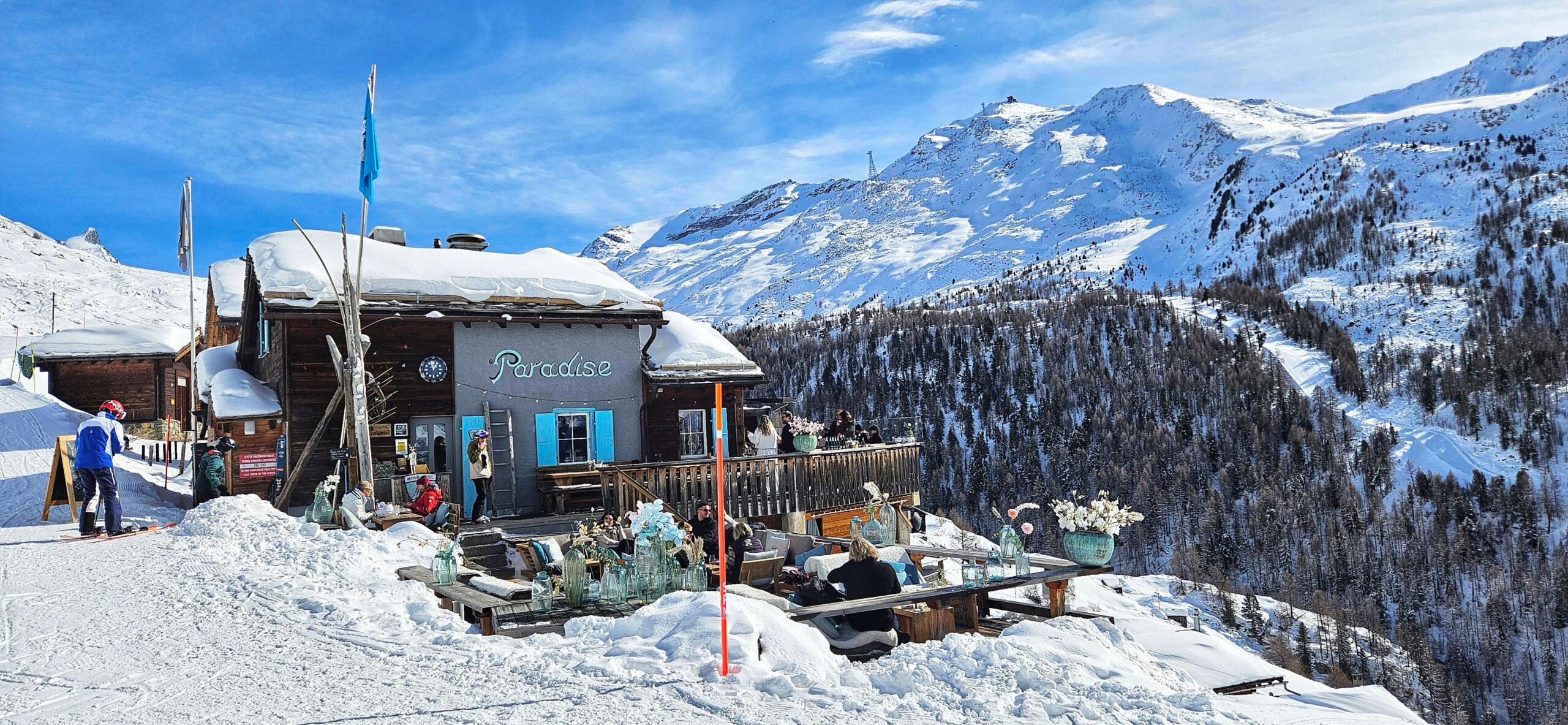 Lunch in the winter sunshine at Paradise in Zermatt